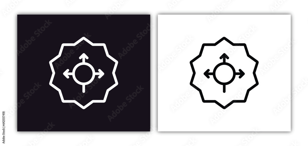Aufkleber roundabout icon isolated in white and black colors. roundabout outline vector icon from arrows colle
