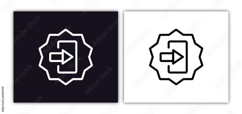 Poster enter left icon isolated in white and black colors. enter left outline vector icon from arrows colle