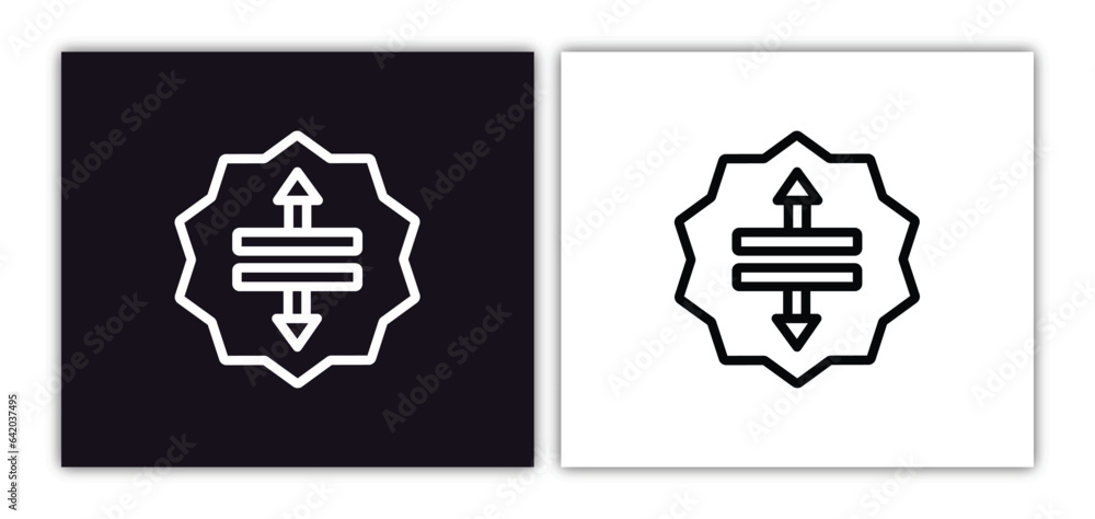 Poster split vertical icon isolated in white and black colors. split vertical outline vector icon from arro