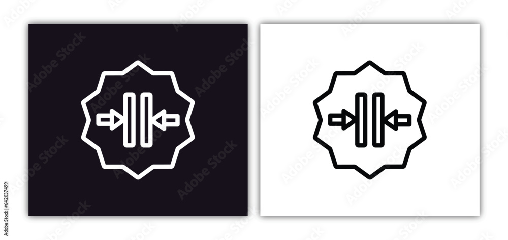 Poster vertical merge icon isolated in white and black colors. vertical merge outline vector icon from arro
