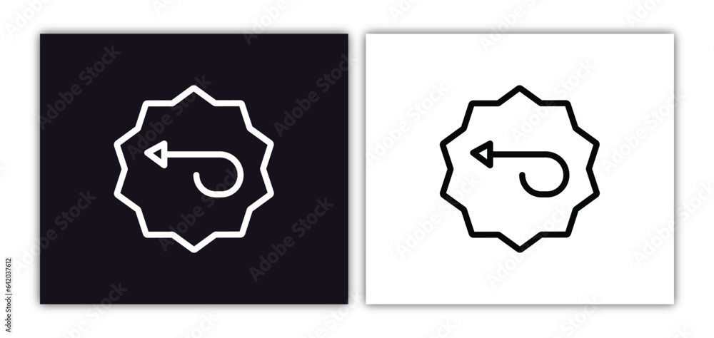 Poster curved left arrow icon isolated in white and black colors. curved left arrow outline vector icon fro