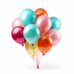 Colorful balloons isolated on white, ai technology