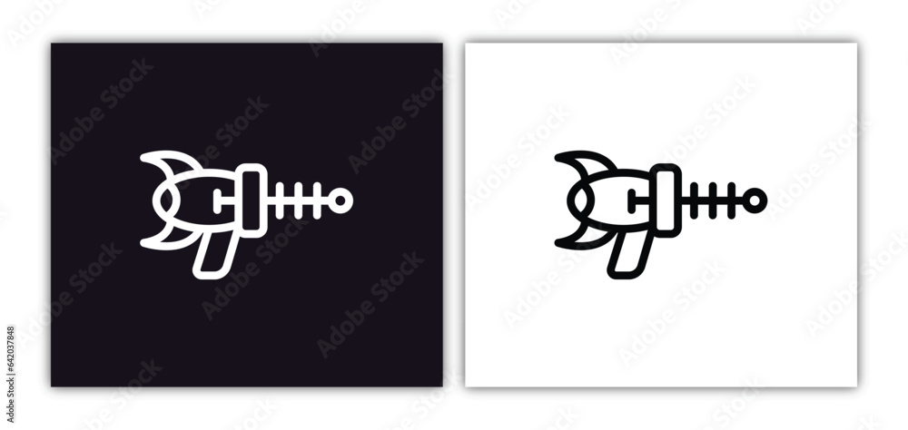 Poster gun blaster icon isolated in white and black colors. gun blaster outline vector icon from astronomy 