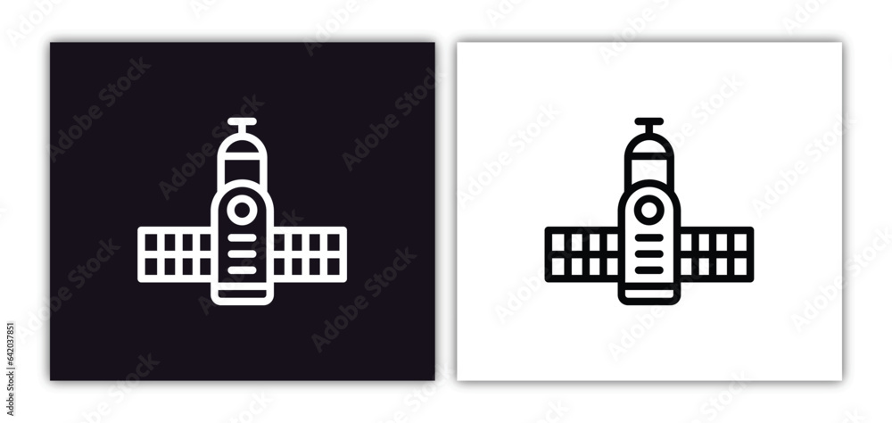 Poster space module icon isolated in white and black colors. space module outline vector icon from astronom