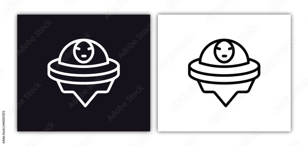 Aufkleber alien with aqualung icon isolated in white and black colors. alien with aqualung outline vector icon