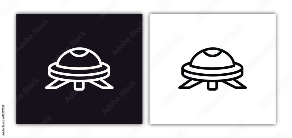 Poster big ufo icon isolated in white and black colors. big ufo outline vector icon from astronomy collecti