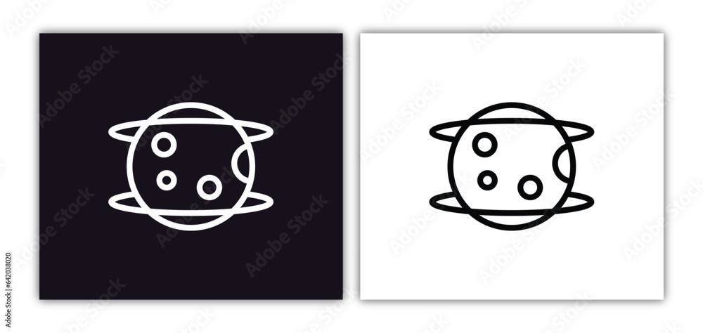 Aufkleber planet icon isolated in white and black colors. planet outline vector icon from astronomy collection