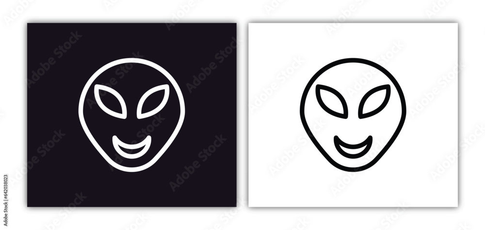Aufkleber alien icon isolated in white and black colors. alien outline vector icon from astronomy collection f