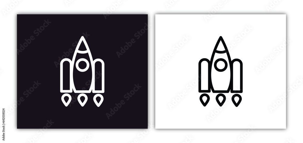 Poster rocket ship icon isolated in white and black colors. rocket ship outline vector icon from astronomy 