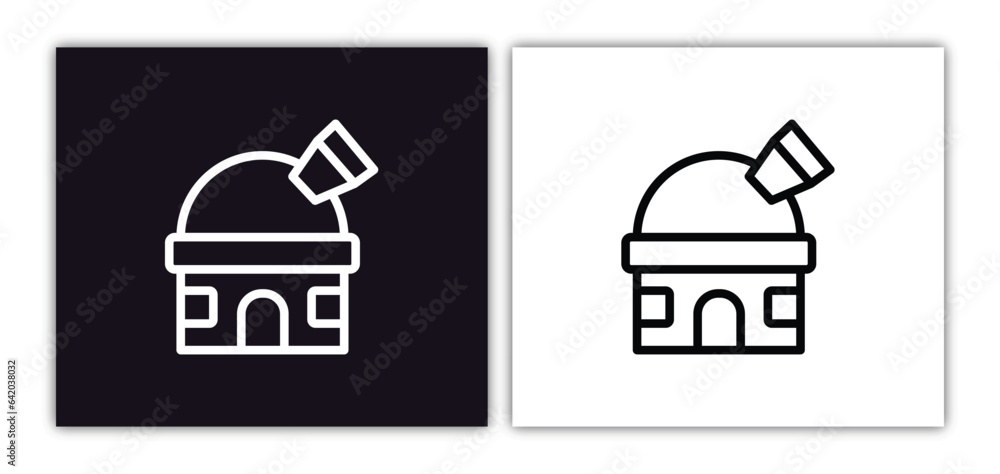 Poster observatory icon isolated in white and black colors. observatory outline vector icon from astronomy 