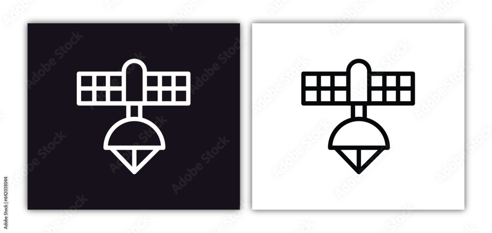 Poster space station icon isolated in white and black colors. space station outline vector icon from astron