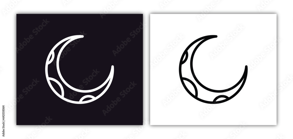 Poster half moon icon isolated in white and black colors. half moon outline vector icon from astronomy coll