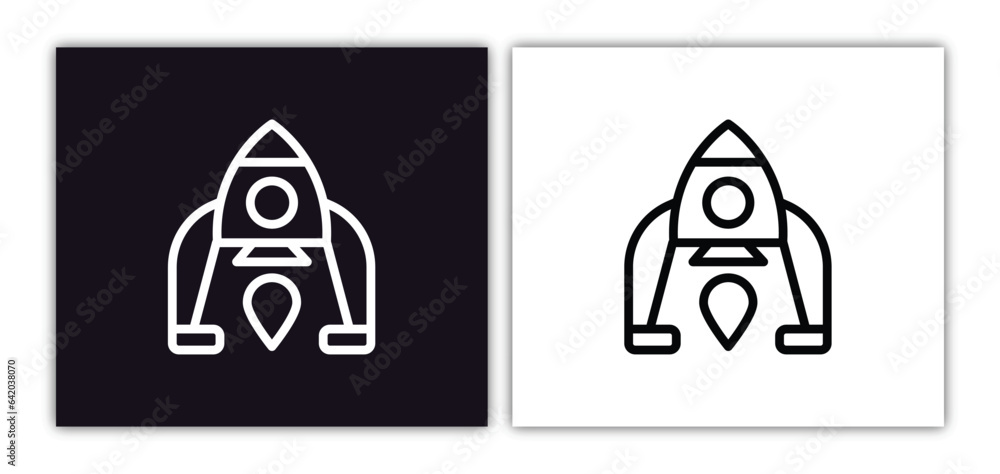 Poster lander icon isolated in white and black colors. lander outline vector icon from astronomy collection
