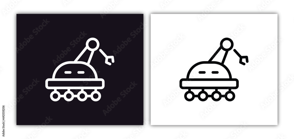 Aufkleber space robot icon isolated in white and black colors. space robot outline vector icon from astronomy 