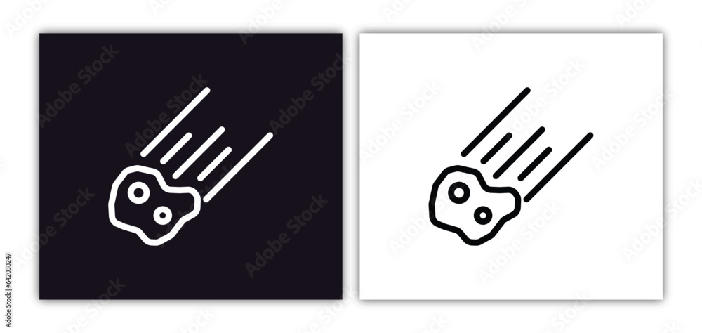 Poster aerolite icon isolated in white and black colors. aerolite outline vector icon from astronomy collec