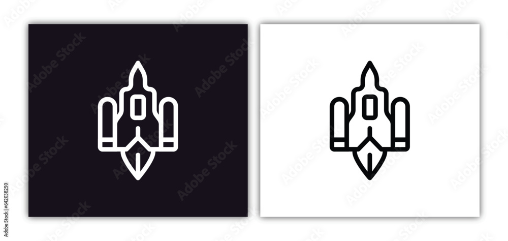 Poster aerospace icon isolated in white and black colors. aerospace outline vector icon from astronomy coll