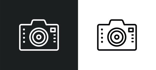 dslr camera icon isolated in white and black colors. dslr camera outline vector icon from cinema collection for web, mobile apps and ui.