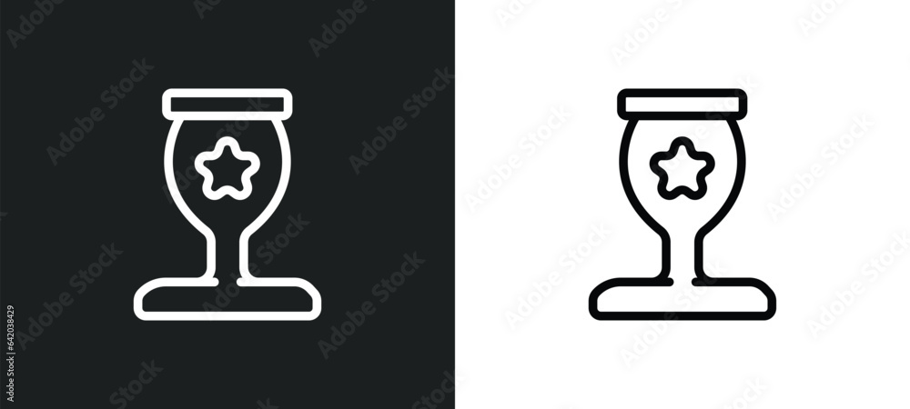 Poster trophy with a star icon isolated in white and black colors. trophy with a star outline vector icon f