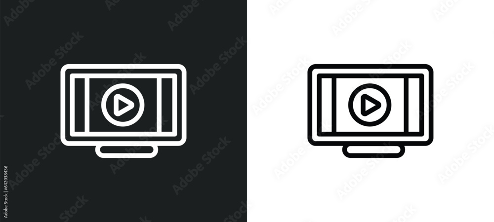 Poster animation icon isolated in white and black colors. animation outline vector icon from cinema collect