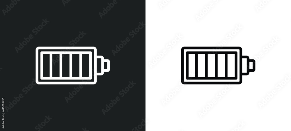 Poster battery icon isolated in white and black colors. battery outline vector icon from electrian connecti