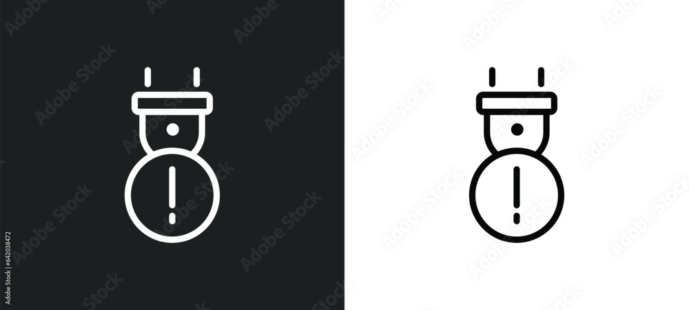 Poster broken icon isolated in white and black colors. broken outline vector icon from electrian connection