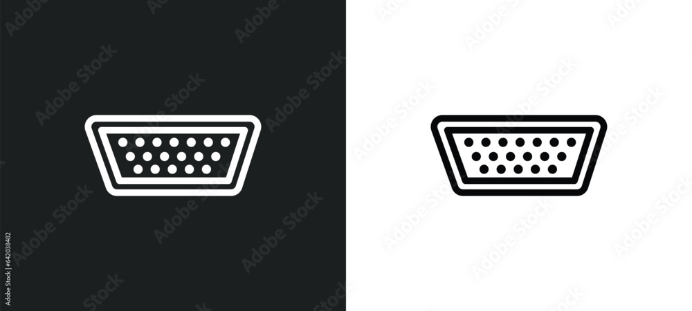 Poster vga icon isolated in white and black colors. vga outline vector icon from electrian connections coll