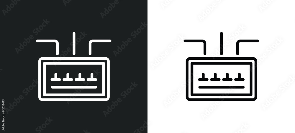 Poster fuse box icon isolated in white and black colors. fuse box outline vector icon from electrian connec