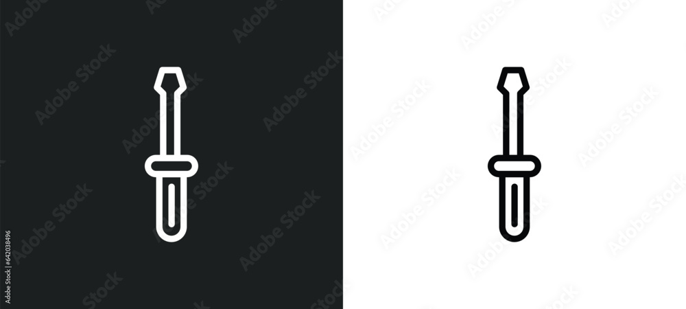 Poster screwdriver icon isolated in white and black colors. screwdriver outline vector icon from electrian 
