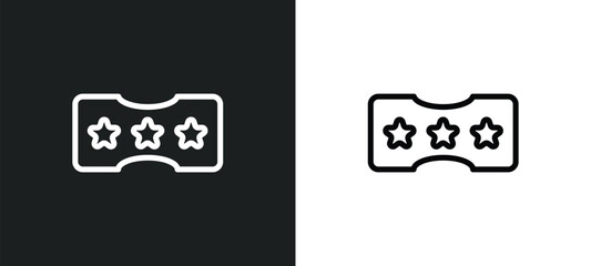 cinema ticket with a star icon isolated in white and black colors. cinema ticket with a star outline vector icon from cinema collection for web, mobile apps and ui.