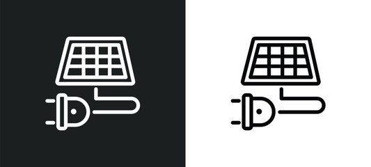 solar panel icon isolated in white and black colors. solar panel outline vector icon from electrian connections collection for web, mobile apps and ui.