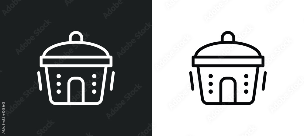 Poster rice cooker icon isolated in white and black colors. rice cooker outline vector icon from electronic