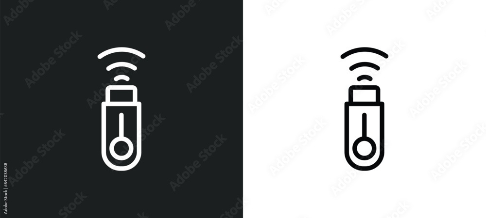 Poster usb wireless adapter icon isolated in white and black colors. usb wireless adapter outline vector ic