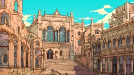 Fototapeta na wymiar Italian Renaissance-style palace. Fantasy concept , Illustration painting.