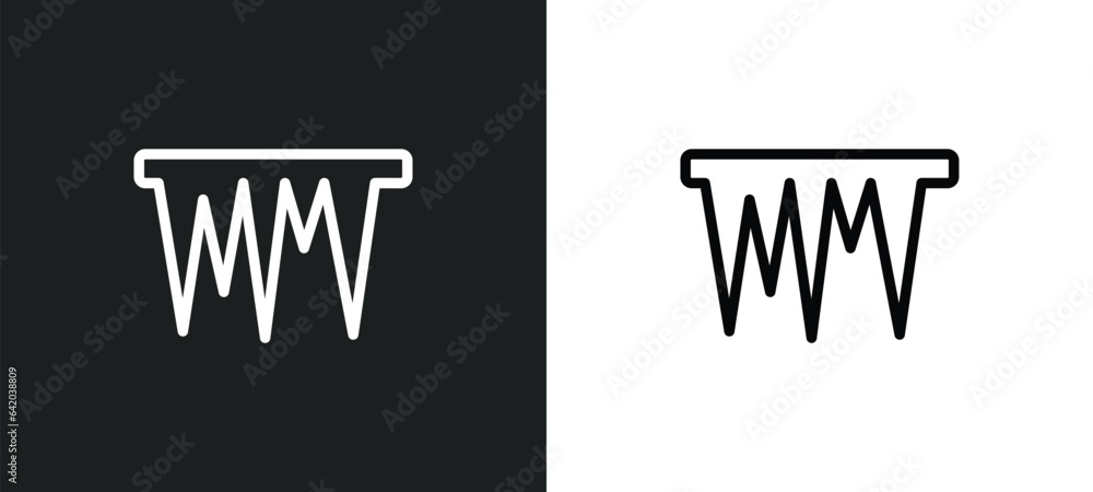 Poster icicle icon isolated in white and black colors. icicle outline vector icon from meteorology collecti