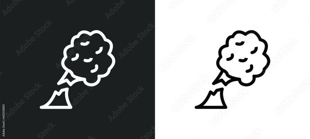 Poster broken tree by wind icon isolated in white and black colors. broken tree by wind outline vector icon