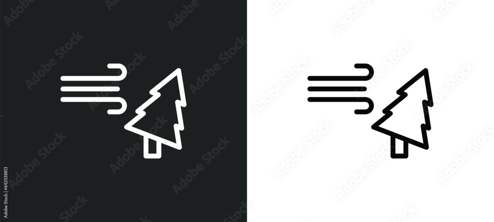 Aufkleber broken tree by thunder icon isolated in white and black colors. broken tree by thunder outline vecto