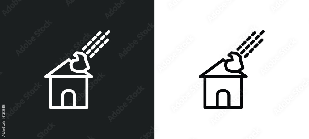Aufkleber comet and house icon isolated in white and black colors. comet and house outline vector icon from me