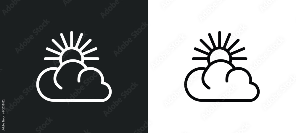 Poster overcast icon isolated in white and black colors. overcast outline vector icon from meteorology coll