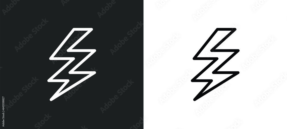 Aufkleber thunder icon isolated in white and black colors. thunder outline vector icon from meteorology collec