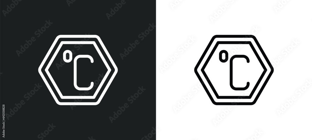 Poster celsius icon isolated in white and black colors. celsius outline vector icon from meteorology collec
