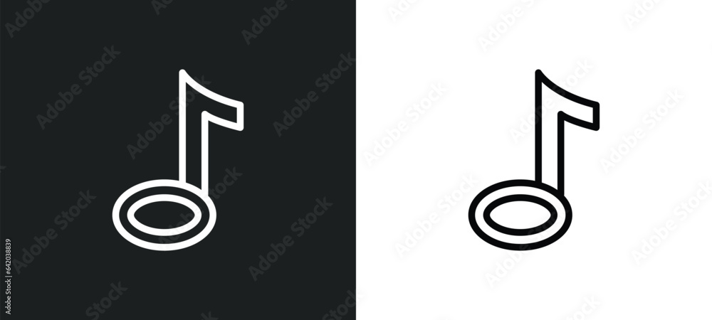 Poster eighth note icon isolated in white and black colors. eighth note outline vector icon from music and 