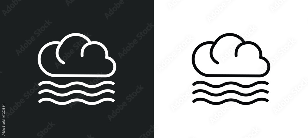 Poster foggy icon isolated in white and black colors. foggy outline vector icon from meteorology collection