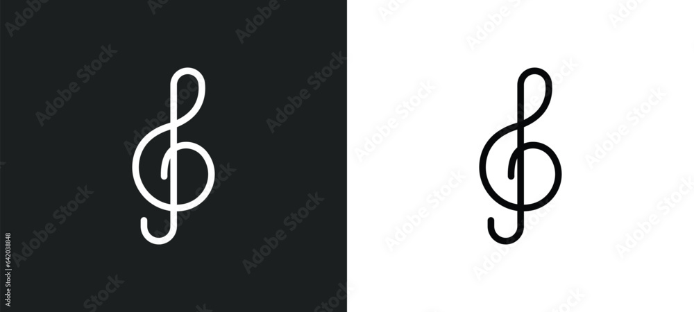 Poster treble clef icon isolated in white and black colors. treble clef outline vector icon from music and 