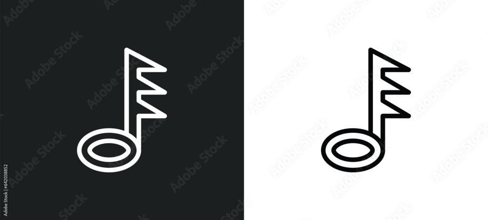 Poster thirty second note icon isolated in white and black colors. thirty second note outline vector icon f