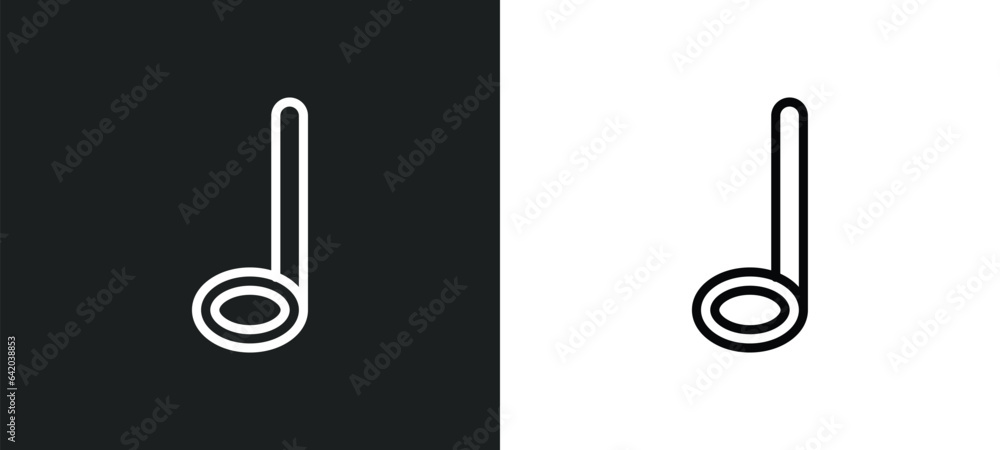 Poster quarter note icon isolated in white and black colors. quarter note outline vector icon from music an