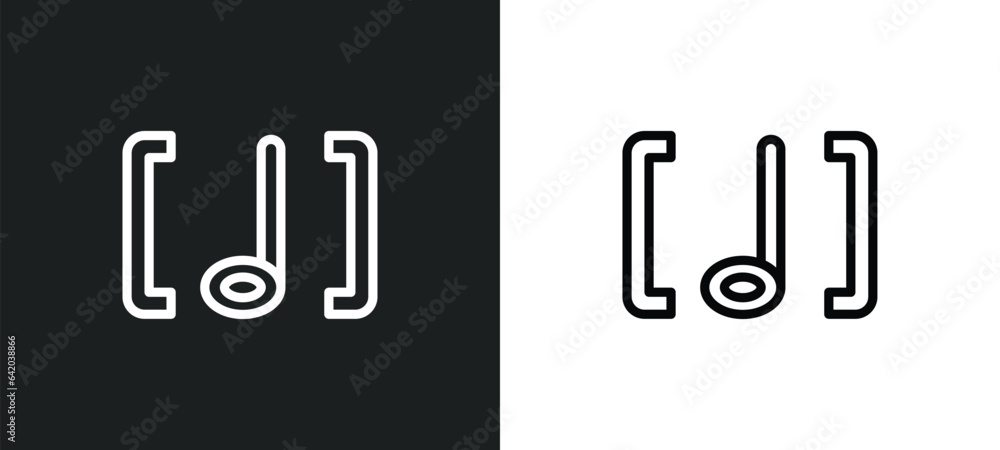 Poster bracket icon isolated in white and black colors. bracket outline vector icon from music and media co