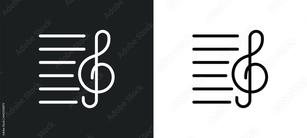 Poster stave icon isolated in white and black colors. stave outline vector icon from music and media collec