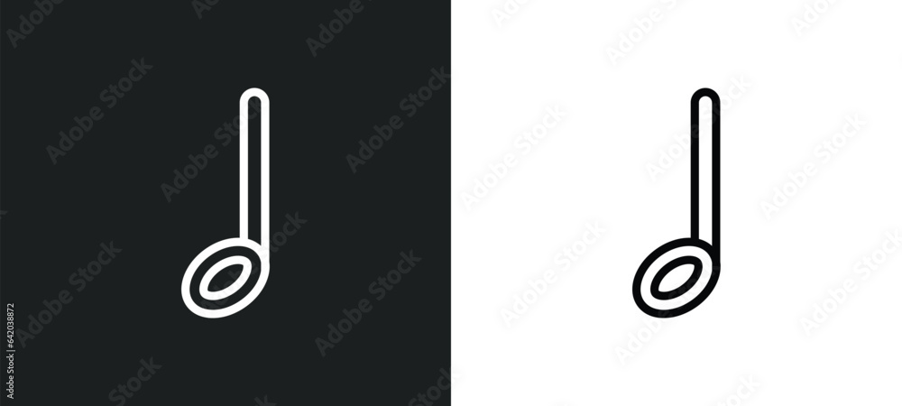 Poster half note icon isolated in white and black colors. half note outline vector icon from music and medi