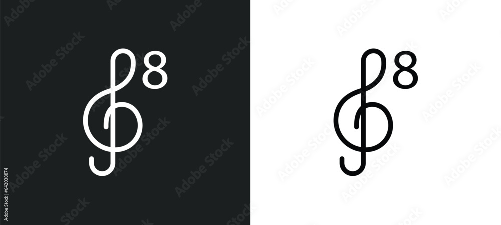 Poster octave icon isolated in white and black colors. octave outline vector icon from music and media coll