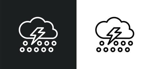 thunder storm icon isolated in white and black colors. thunder storm outline vector icon from meteorology collection for web, mobile apps and ui.